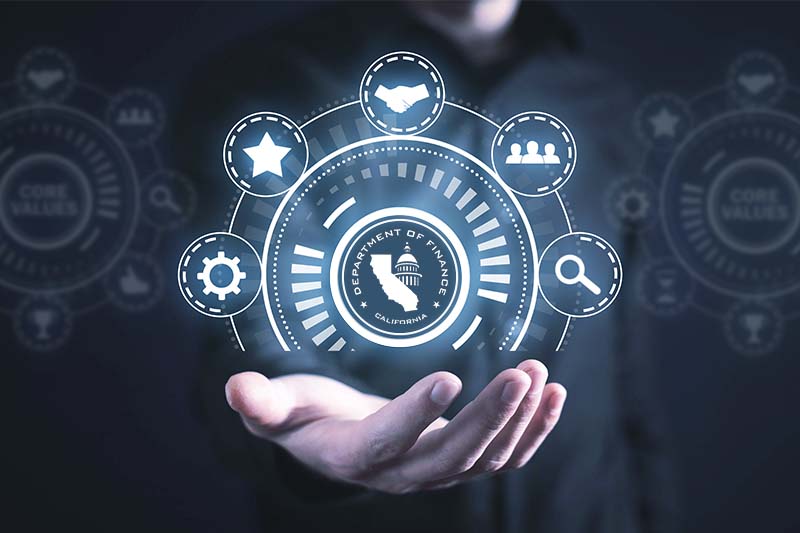 open hand with icons of values in a circle