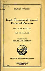 State of California Budget Recommendations and Estimated Revenues (1923-1925)
