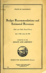 1923-25 State of California Budget Report Cover